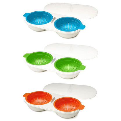 Rynx | Microwave Egg Poacher Food Quality, 2-Cup Portable Egg Cooker