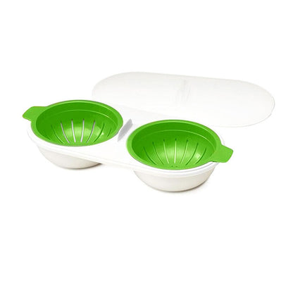Rynx | Microwave Egg Poacher Food Quality, 2-Cup Portable Egg Cooker