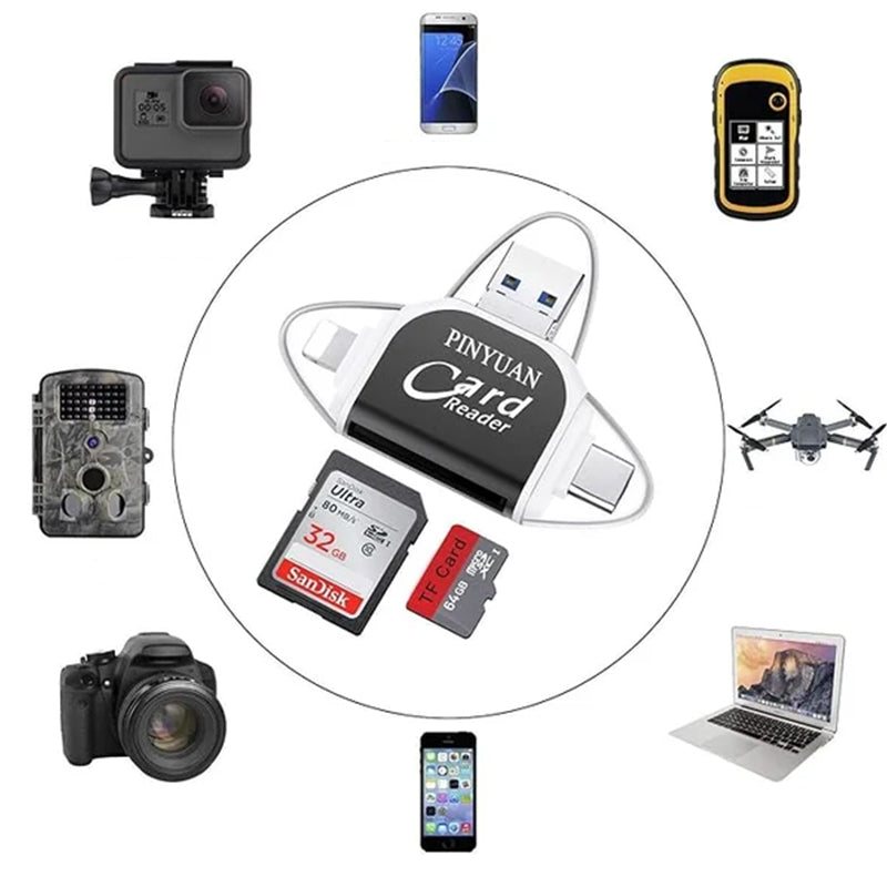 RYNX | Multi-Port 4 in 1 universal SD TF card reader
