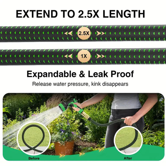 Rynx | Thick adjustable garden hose - Leak-proof design with spray gun