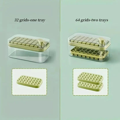 Rynx | 101oz. Ice Cube Tray Set - 64 pcs Silicone Ice Cube Tray with Lid & Box
