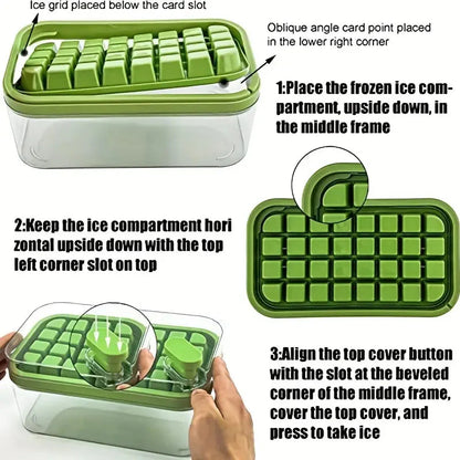 Rynx | 101oz. Ice Cube Tray Set - 64 pcs Silicone Ice Cube Tray with Lid & Box