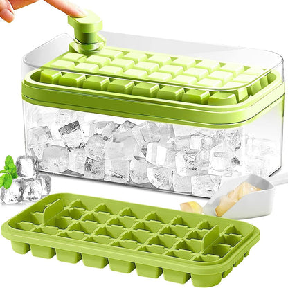 Rynx | 101oz. Ice Cube Tray Set - 64 pcs Silicone Ice Cube Tray with Lid & Box