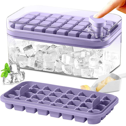 Rynx | 101oz. Ice Cube Tray Set - 64 pcs Silicone Ice Cube Tray with Lid & Box