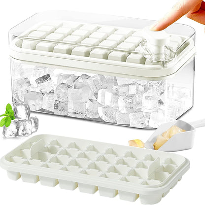 Rynx | 101oz. Ice Cube Tray Set - 64 pcs Silicone Ice Cube Tray with Lid & Box