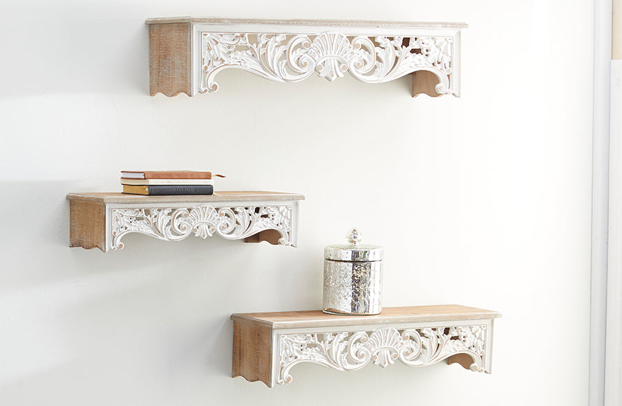 Rynx | Ornate Victorian carved wall shelves, set of 3
