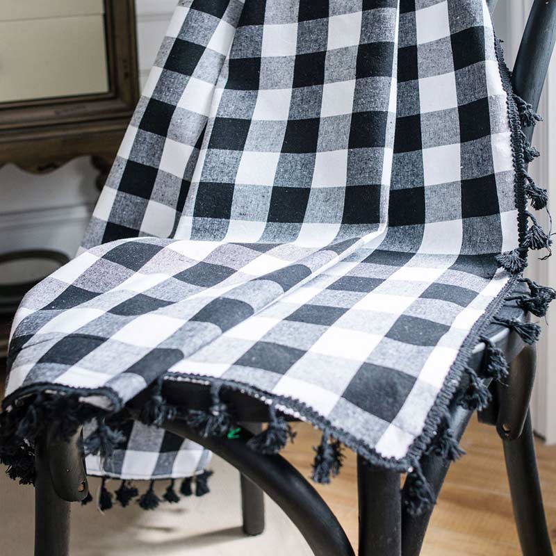 Rynx | Black & White Checked Cotton-Linen Curtain