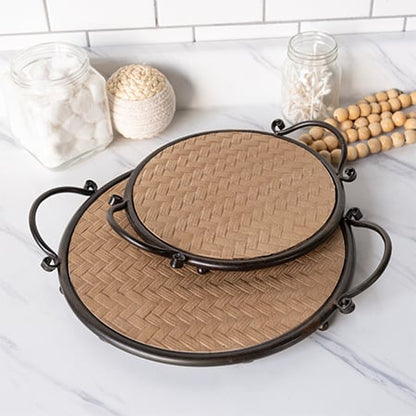 Rynx | Round wooden and metal trays, set of 2