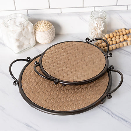 Rynx | Round wooden and metal trays, set of 2