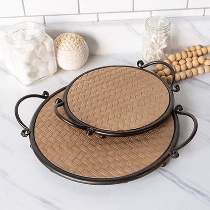 Rynx | Round wooden and metal trays, set of 2