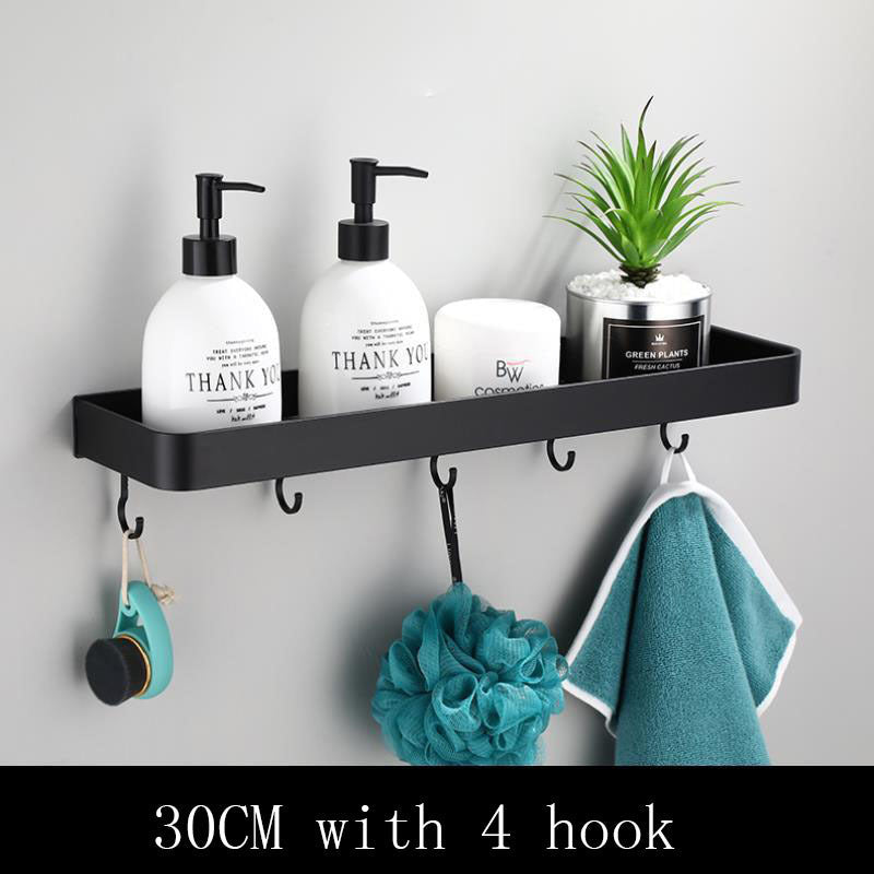 Rynx | Black Bathroom Shelf Space Aluminium Wall Mounted