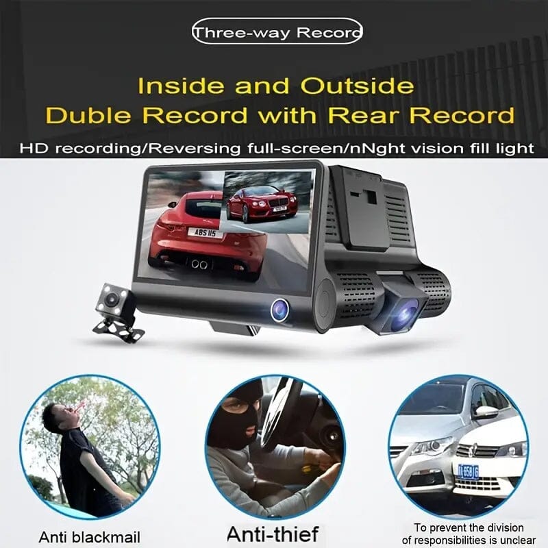 Rynx | 1080P 3-camera recorder Dash Cam with night vision