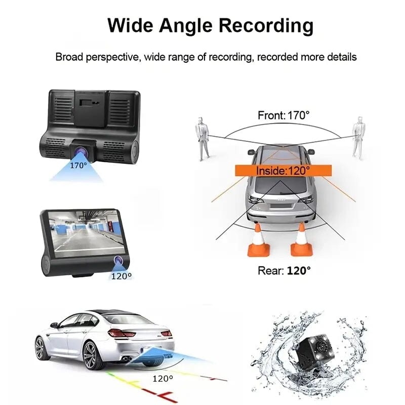 Rynx | 1080P 3-camera recorder Dash Cam with night vision