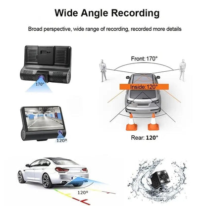 Rynx | 1080P 3-camera recorder Dash Cam with night vision