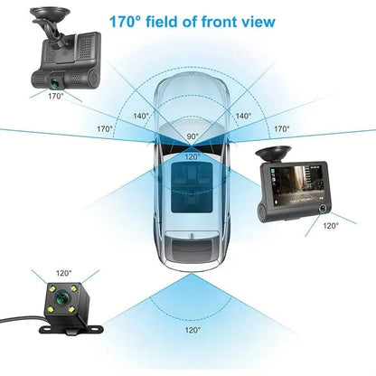 Rynx | 1080P 3-camera recorder Dash Cam with night vision
