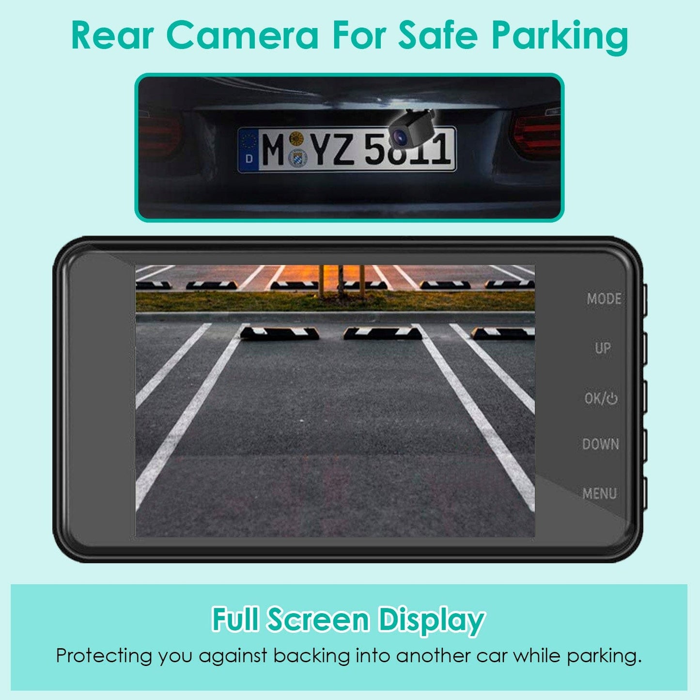 Rynx | 1080P 4-inch touchscreen dual dash cam