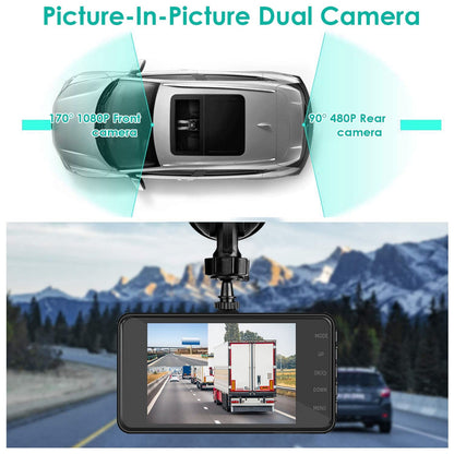 Rynx | 1080P 4-inch touchscreen dual dash cam