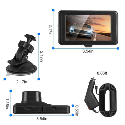 Rynx | 1080P Car DVR 3" Camera Dash Cam with 100° Angle Loop Recording Motion Detection