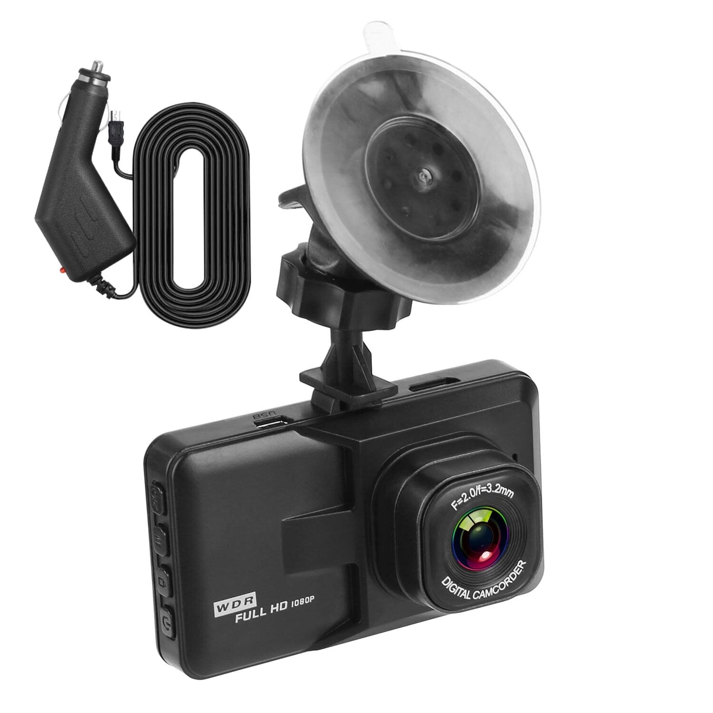 Rynx | 1080P Car DVR 3" Camera Dash Cam with 100° Angle Loop Recording Motion Detection
