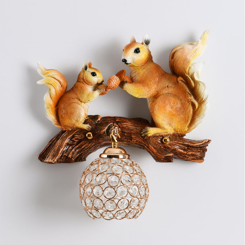 Rynx | Crystanova Wall light | Creative squirrel design | Crystal details | 1-bulb lamp for bedroom