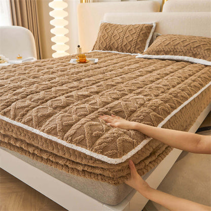 RYNX | Washable Fluffy Fitted Sheet Mattress Cover Brown