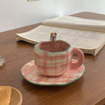 Rynx Retro hand-painted cup and saucer set
