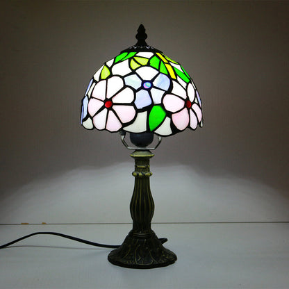 Rynx | Tiffany Vintage Stained Glass Flower Dome 1-Light Table Lamp