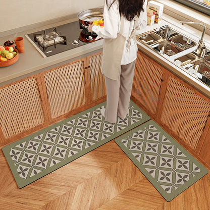 Rynx | Green Four-Leaf Clover PVC Leather Kitchen Mat