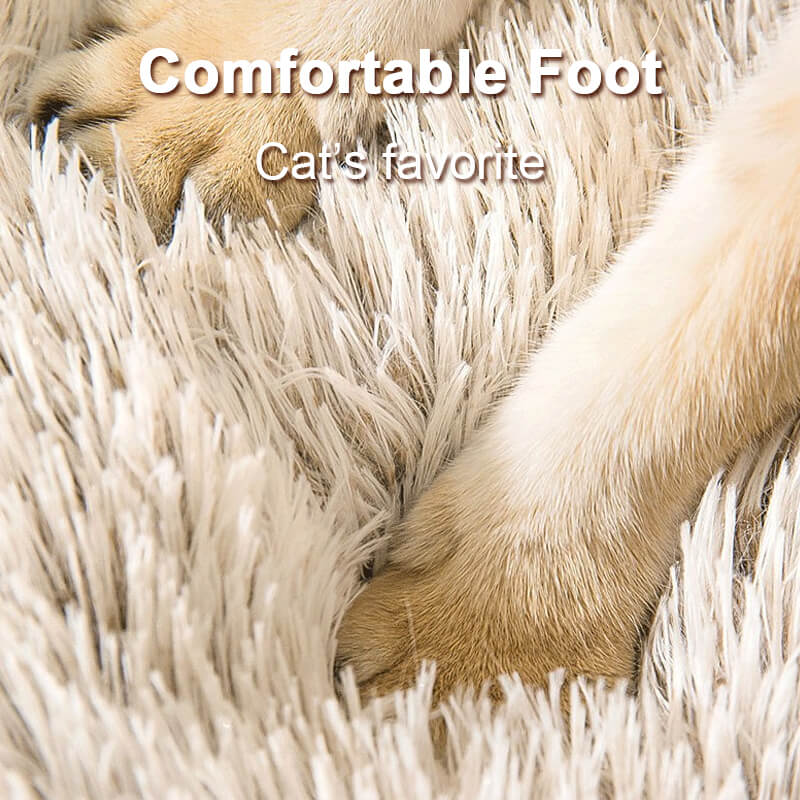 Rynx | Round Fluffy Cat Bed, Pet Bed Calming Cave Bed