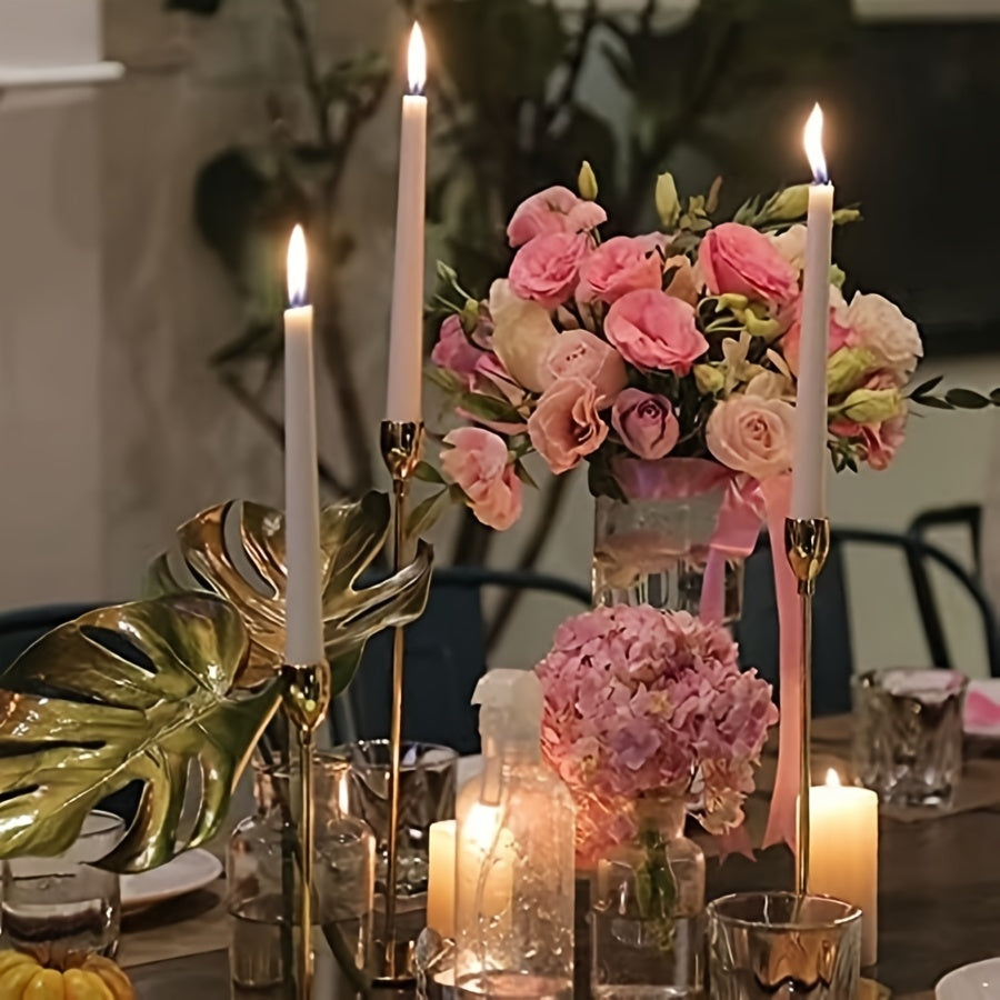 Rynx | 6-piece Set Black/Gold Candelabra - For Restaurant, Wedding, Dinner & Party Decoration