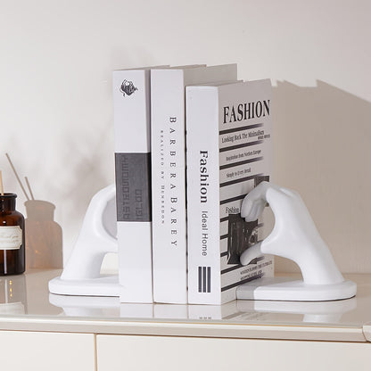 Rynx | Heavy Duty Bookends with Golden Finger Heart Design - Modern Art for Home Decoration
