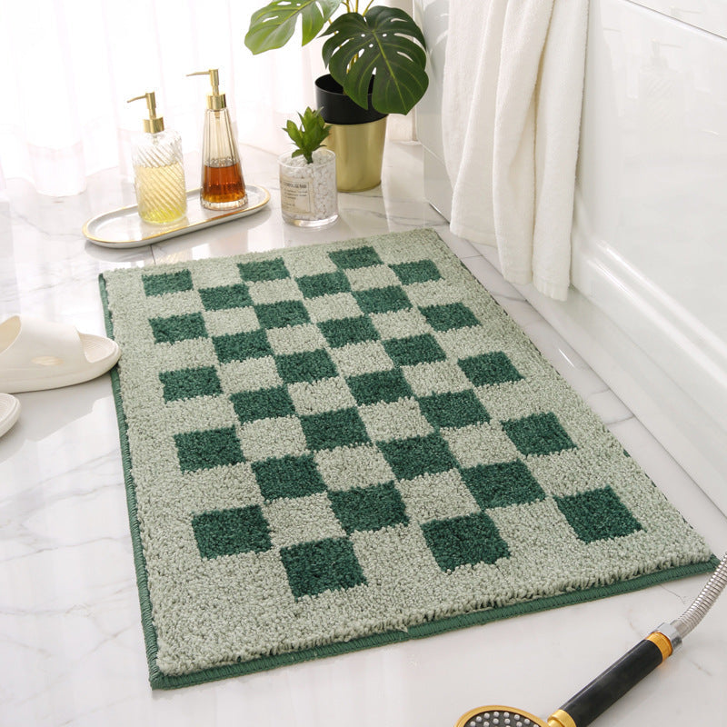 Rynx | Gray and White Checkered Ultra Soft Bathroom Rug, Multiple Sizes Bathroom Rug, Simple Soft Plush Water-Absorbent Mat, Machine Washable, Non-Slip Toilet Mat, Black and White Thick Bathroom Rug, Art Bathroom Rugs, Best Bathroom Rugs