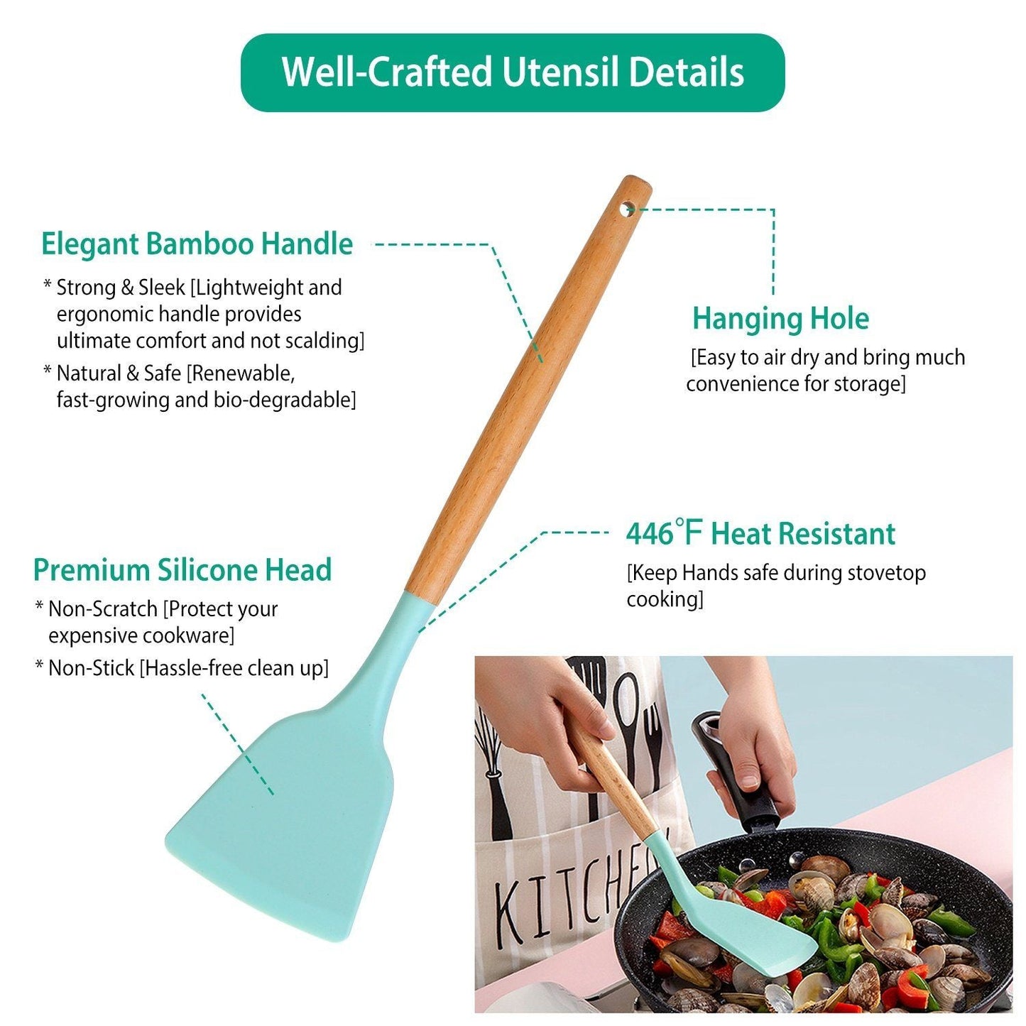 Rynx | 11-Pieces: Silicone Kitchen Utensils Set