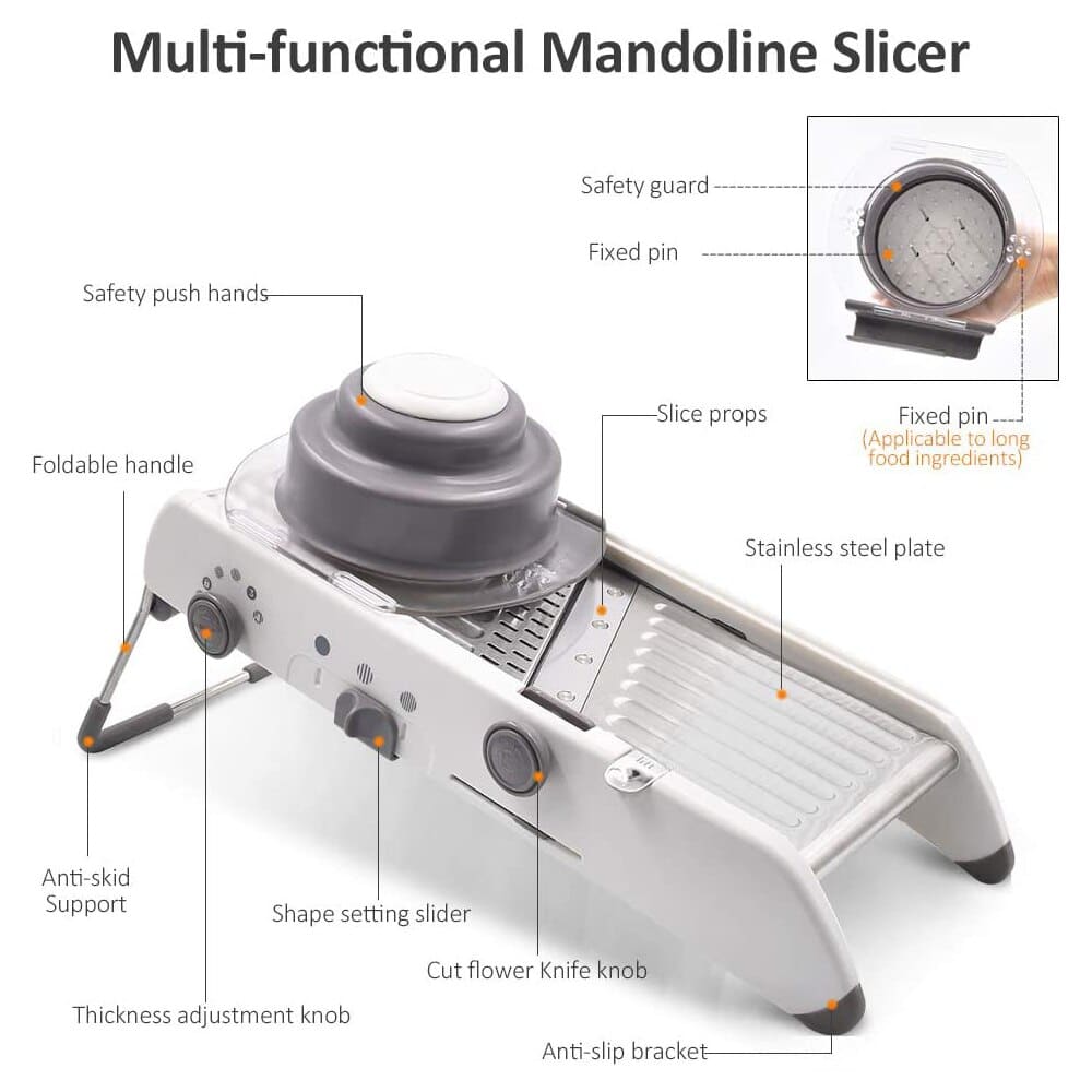 RYNX | Mandoline Vegetable Slicer – Professional Grater With Adjustable 304 Stainless Steel Blades