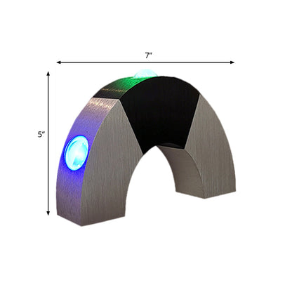 Rynx | Black and silver arch small wall lamp Simplicity Aluminum RGB Color LED Wall Lamp Lighting Fixture