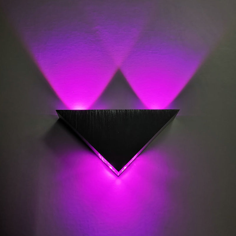 Rynx | Brushed Silver Triangular Recessed Minimalist Aluminum LED Wall Light in Multicolor/Blue/Red Light