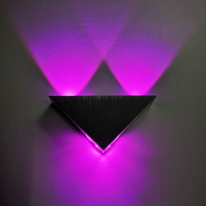 Rynx | Brushed Silver Triangular Recessed Minimalist Aluminum LED Wall Light in Multicolor/Blue/Red Light