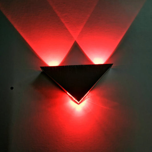 Rynx | Brushed Silver Triangular Recessed Minimalist Aluminum LED Wall Light in Multicolor/Blue/Red Light