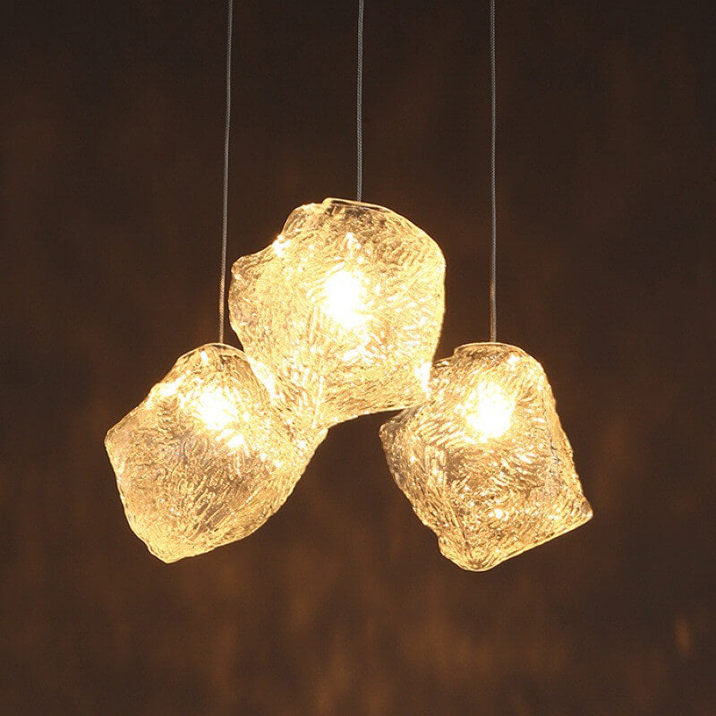 Rynx | IceLume Nordic Pendant Light | Creative Ice Cube Glass Design | 1-bulb Hanging Light | Modern Elegance