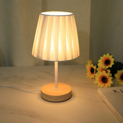 Rynx | NordicLicht - Modern Solid Wood Table Lamp with Linen Shade and USB