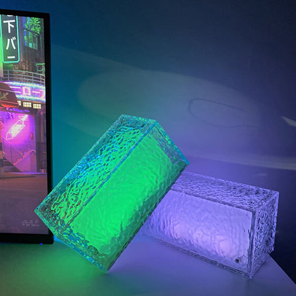 Rynx | FrostGlow RGB LED Table Lamp | Acrylic Ice Cube Design | Decorative Mood Light | Rechargeable