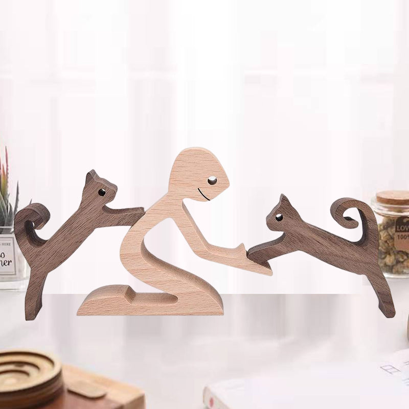 Rynx | Gift for Animal Lovers - Wooden Sculpture Table Ornaments - The Love Between You and Your Furry Friend
