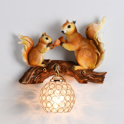 Rynx | Crystanova Wall light | Creative squirrel design | Crystal details | 1-bulb lamp for bedroom