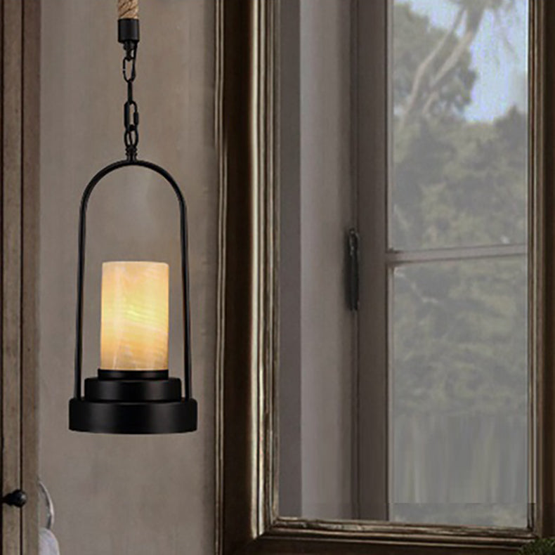 Rynx | HempCandle Industrial Pendant Light | Vintage Rope Design | 1-Light LED Hanging Lamp | Rustic Style
