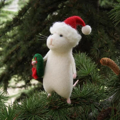 Rynx | Felt Mouse and Pumpkin Ornament