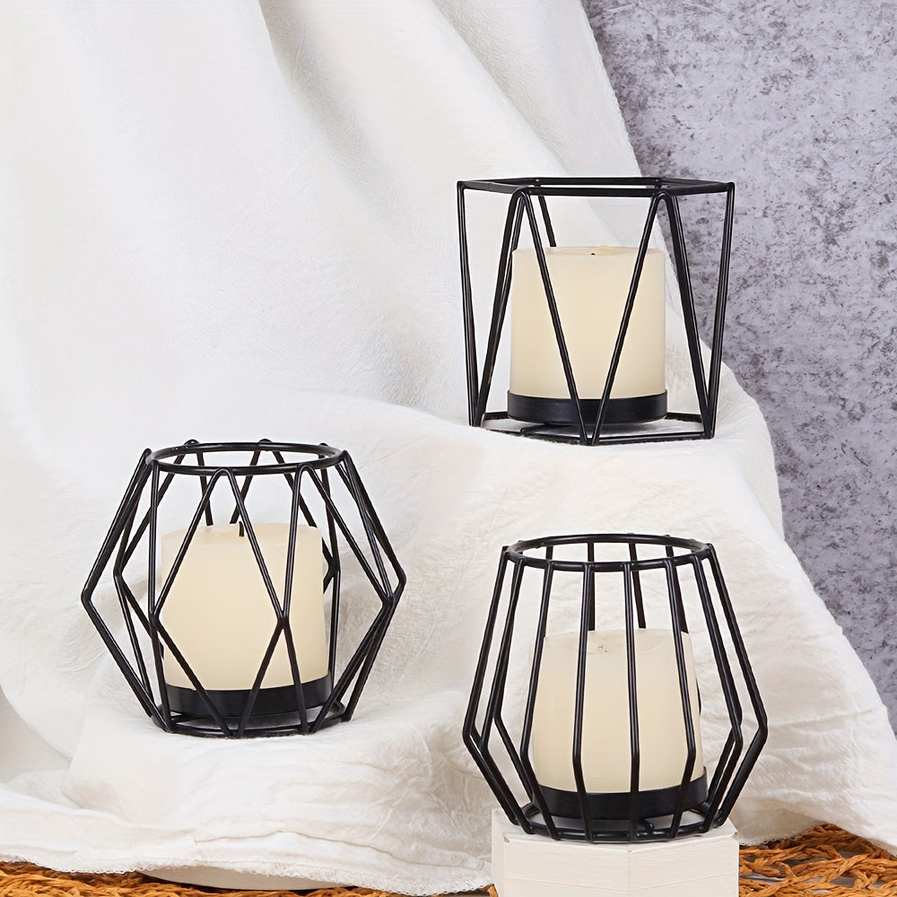 Rynx | Golden Metal Candle Holder Set - Stylish Table Decoration