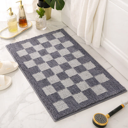 Rynx | Black and White Checkerboard Ultra-Soft Bathroom Rug, Bathroom Rug in Multiple Sizes, Simple Soft Plush Water-Absorbing Mat, Machine Washable, Non-Slip Toilet Mat, Black and White Thick Bathroom Rug, Art Bathroom Mats, Best Bath Rugs