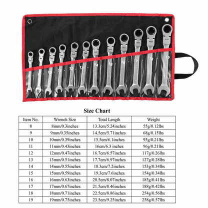 Rynx | 12-piece set: 8-19mm metric combination wrench