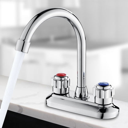 Rynx | 2-handle brass bathroom faucet modern high arch central crane
