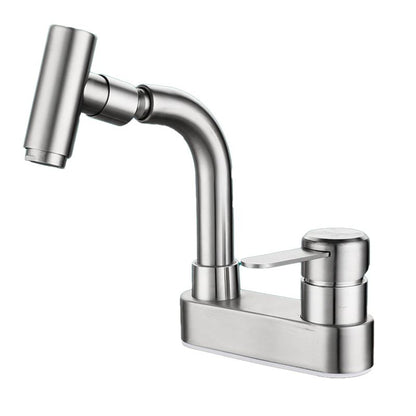 Rynx | Center connection bathroom faucet stainless steel lever handle 2 holes swivel sink faucet